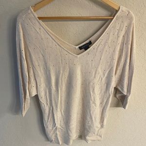 White House Black Market Gold beaded sweater, excellent condition